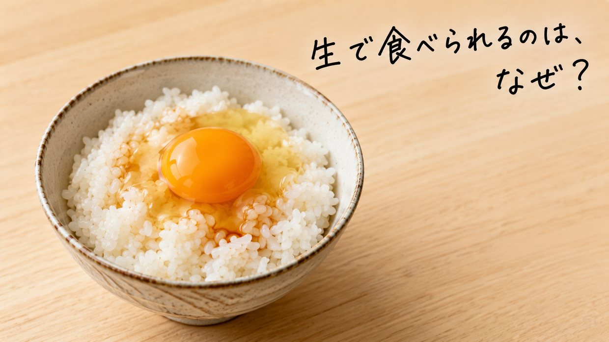 炊きたてのご飯に生卵を割り落とした卵かけご飯。生で食べられるのはなぜかを問う